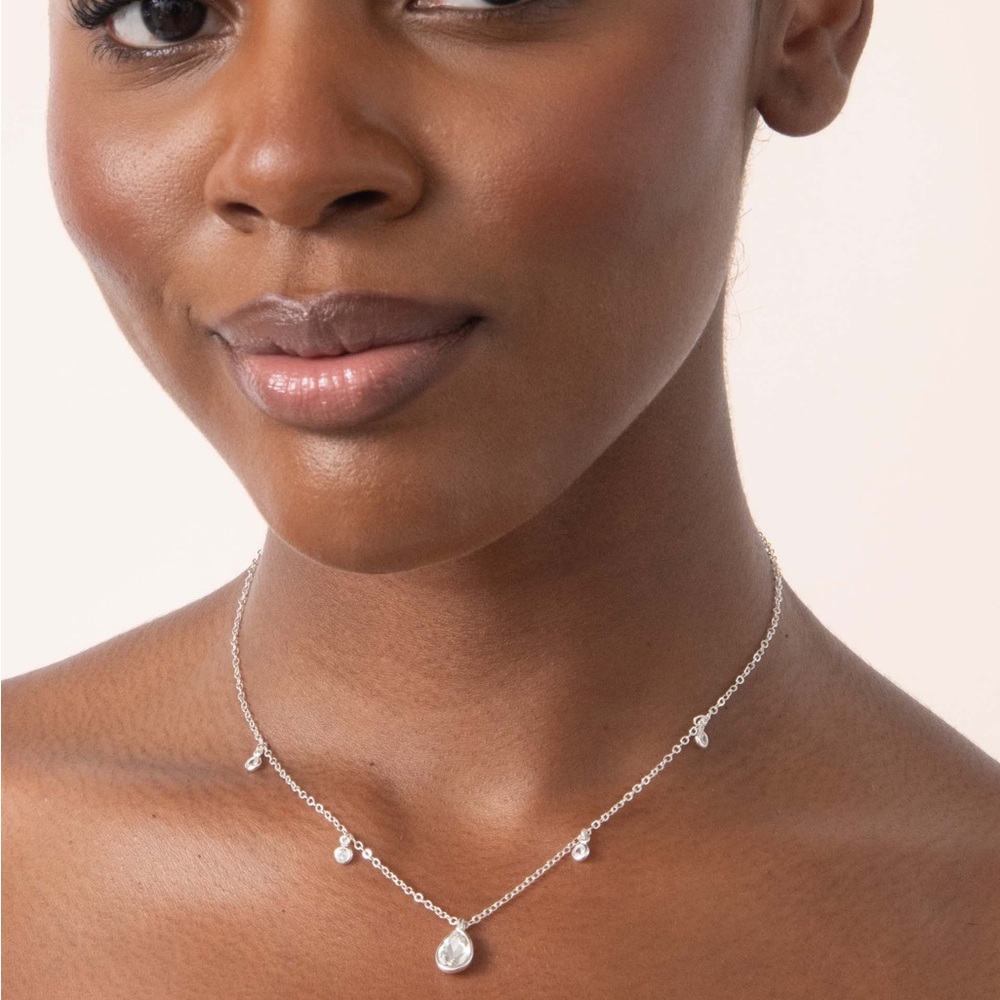 ๐ชท Ettika Silver Dripping in Crystals Drop Necklace